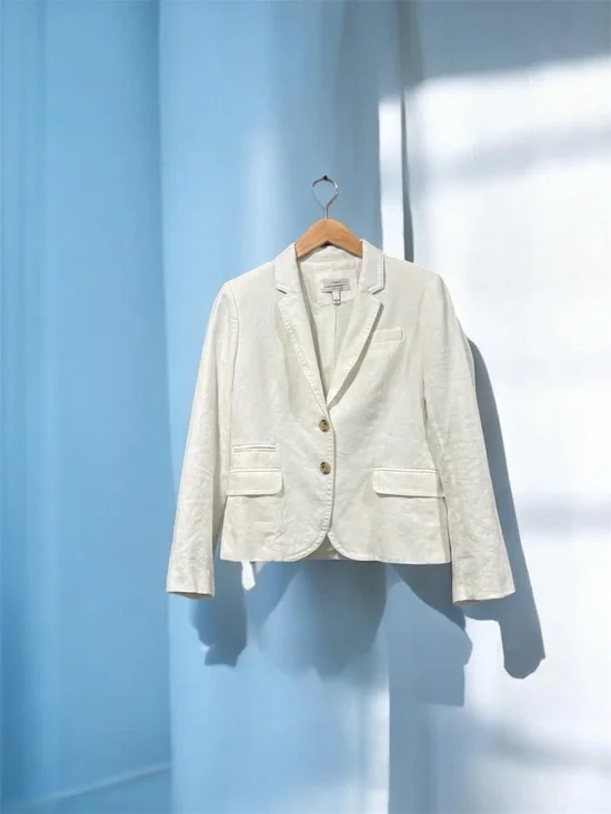 J Crew Schoolboy 100% linen long sleeved cream lined blazer size 8 - Picture 10 of 10